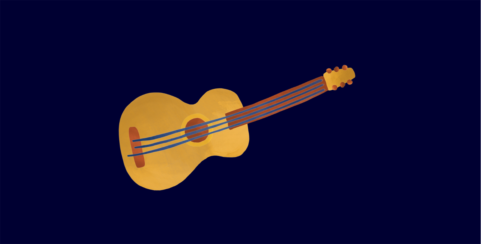 Illustration of a guitar on a blue background
