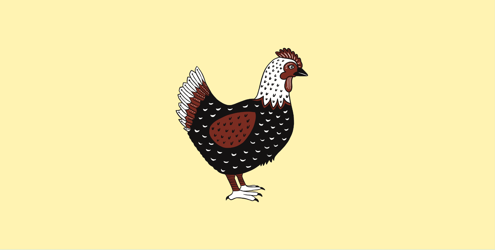 Hen illustration on a yellow background