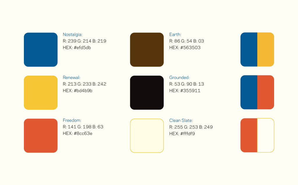 Image showing the brand toolkit colours for the Dewey brand